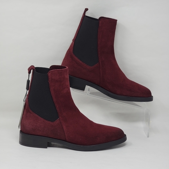 Emanuele Crasto Women's Mid Calf Burgundy Leather Boots Made In Italy Size 40 - Picture 1 of 11